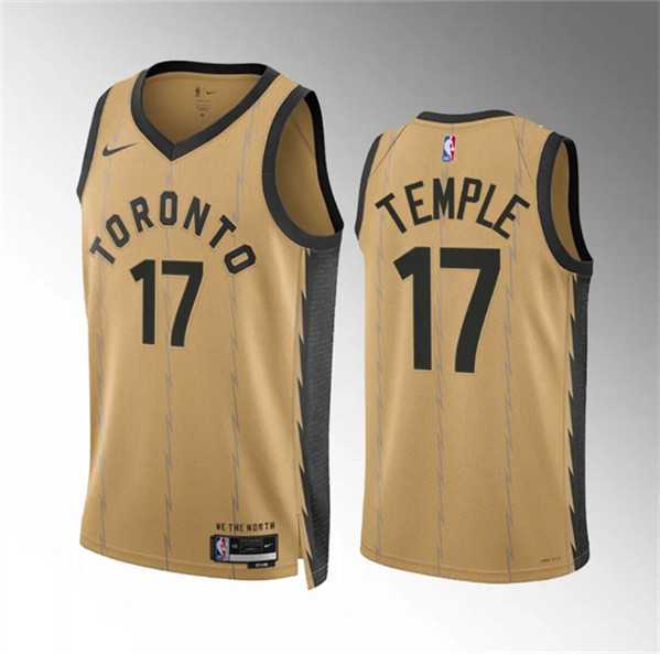 Men%27s Toronto Raptors #17 Garrett Temple Gold 2023-24 City Edition Stitched Basketball Jersey Dzhi